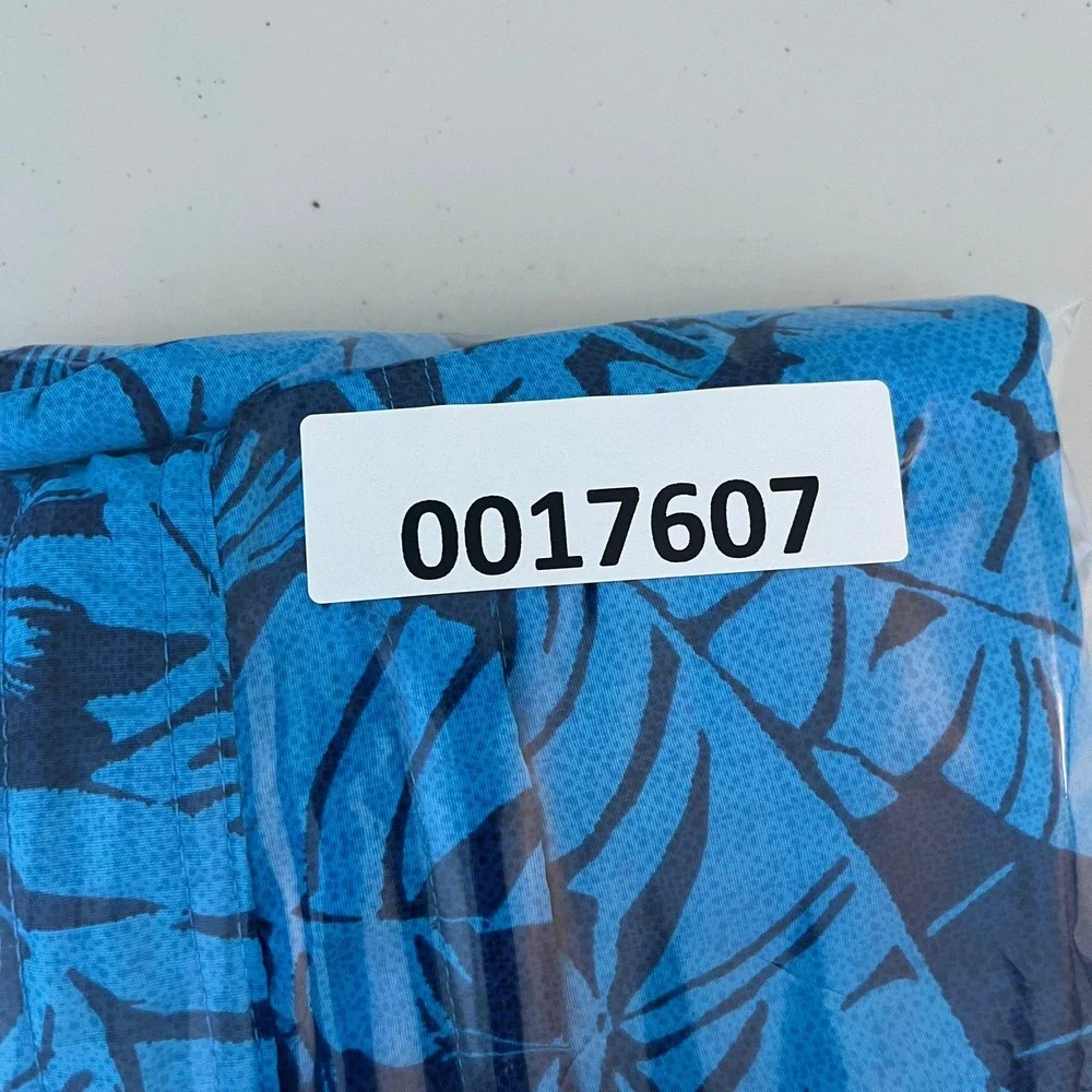 Eddie Bauer Mens Blue Tropical Palm Leaf Print Swim‎ Trunks Mesh Lining Size M